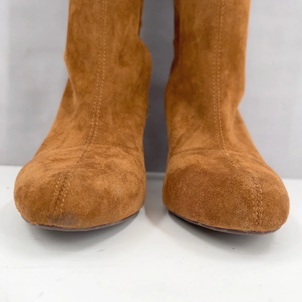 Women's Over The Knee Thigh High Boots Block Heel Brown Ultra Suede Size 9‎